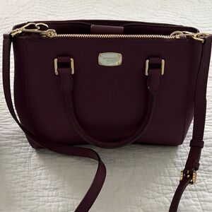 Michael Kors Plum Satchel with Gold Hardware